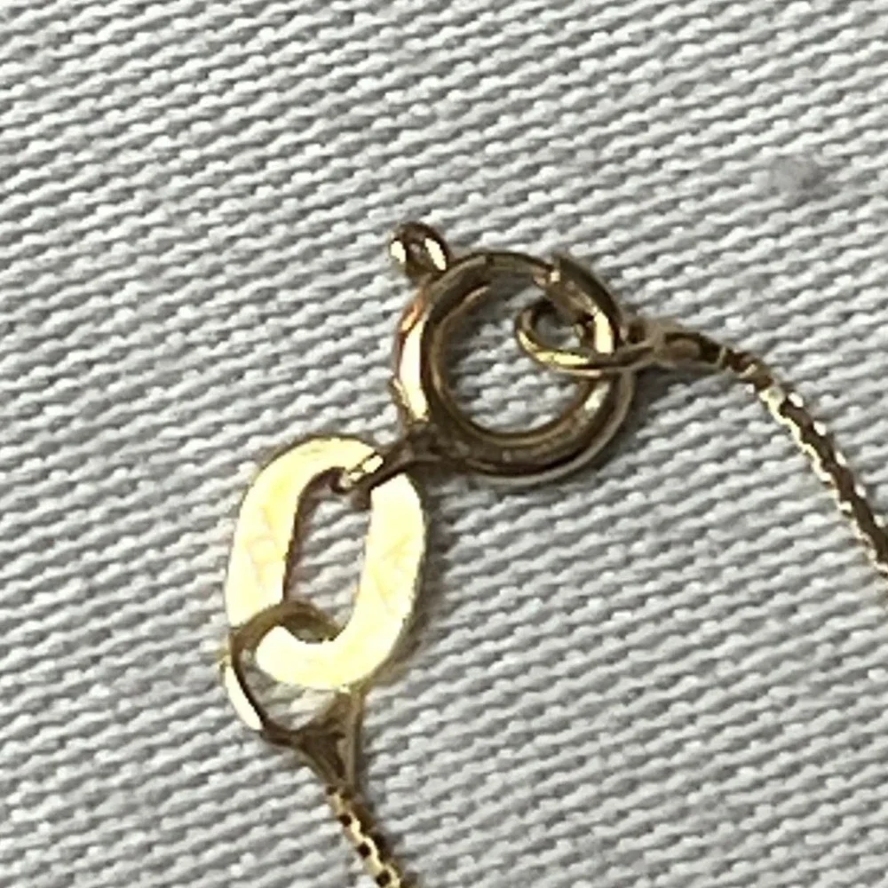 14KT Yellow Gold Pearl Diamond Teardrop Pendant Box‎ Chain Necklace Italy 2.7g